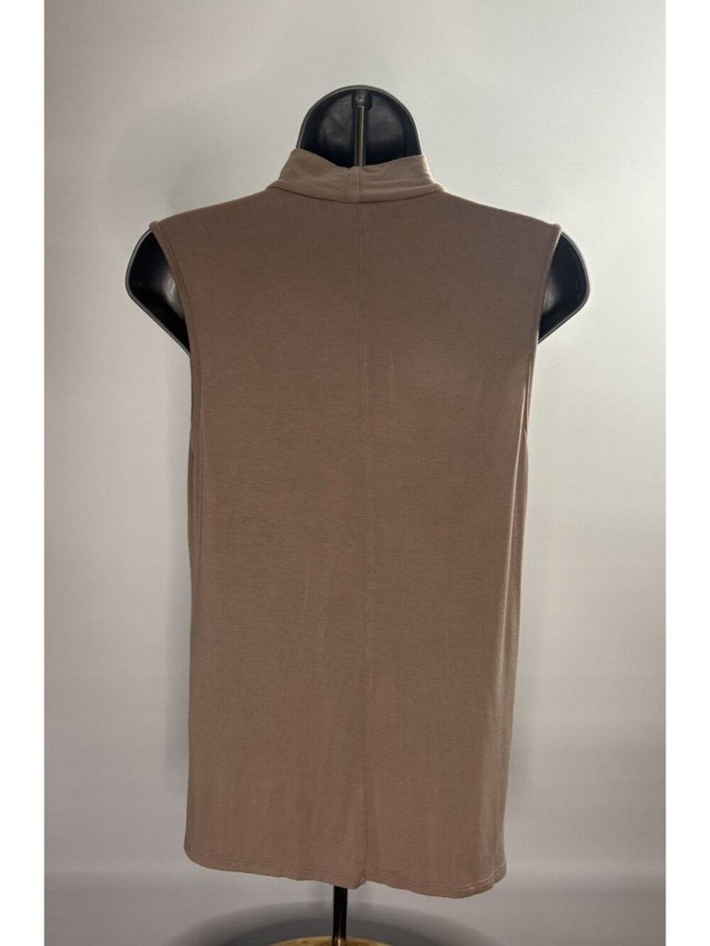 Jennifer Lopez Beige Sleeveless Keyhole Neckline Choker Cut Top Tunic Collar (M) - Picture 9 of 10